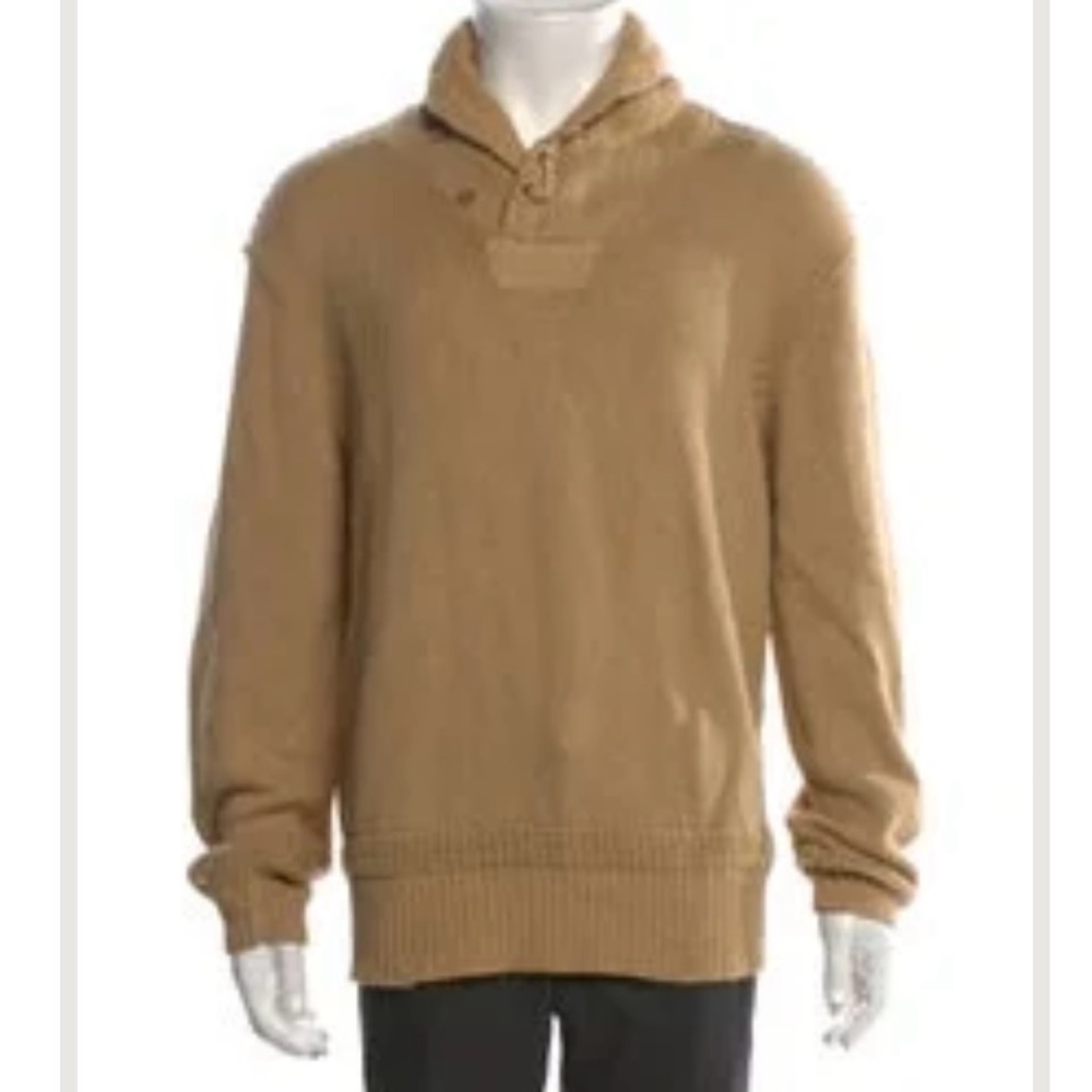 Polo by Ralph Lauren Tan Shawl Collar Sweater - Cotton Linen Men’s XL